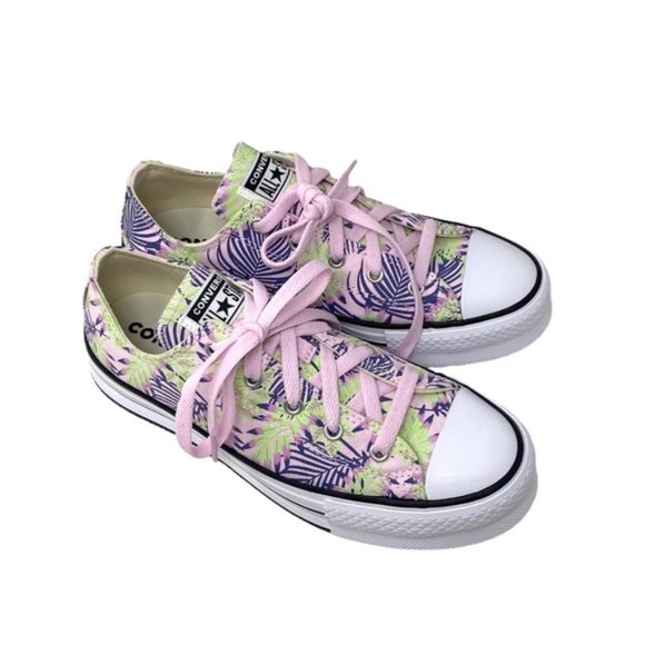 Converse Ctas Eva Lift OX Platform Low Sneakers Canvas Kids Women Pink A01200F - Picture 5 of 11